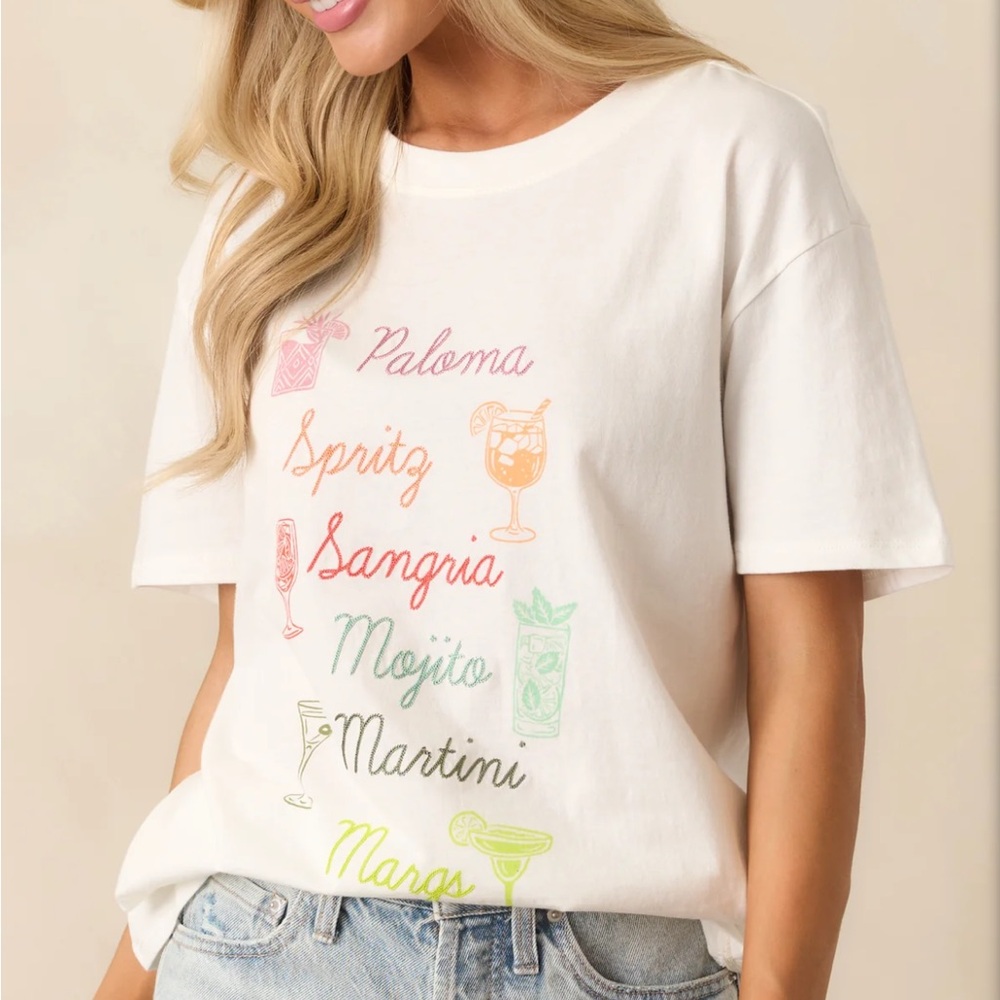 Z Supply Boyfriend Tee embroidered drinks beverages medium